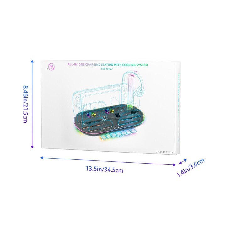 For Nintendo Switch 2 JYS NS2322 With RGB Light Charging Base Cooling Charging Storage Integrated Base(White)