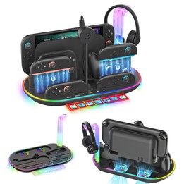 For Nintendo Switch 2 JYS NS2322 With RGB Light Charging Base Cooling Charging Storage Integrated Base(White)
