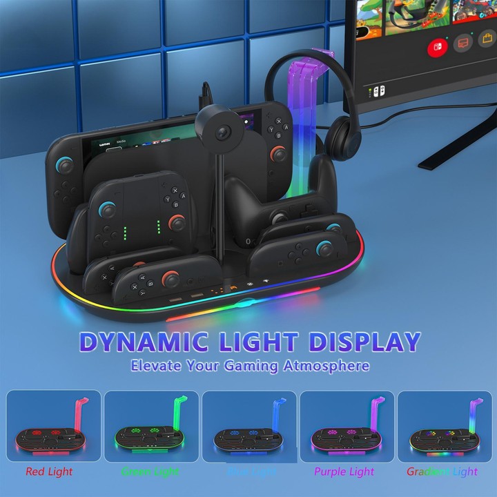 For Nintendo Switch 2 JYS NS2322 With RGB Light Charging Base Cooling Charging Storage Integrated Base(White)