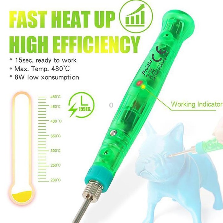 ProsKit SI-169U 3D Printing Repair Soldering Iron Set Mini Portable USB Soldering Iron Pen(Green)