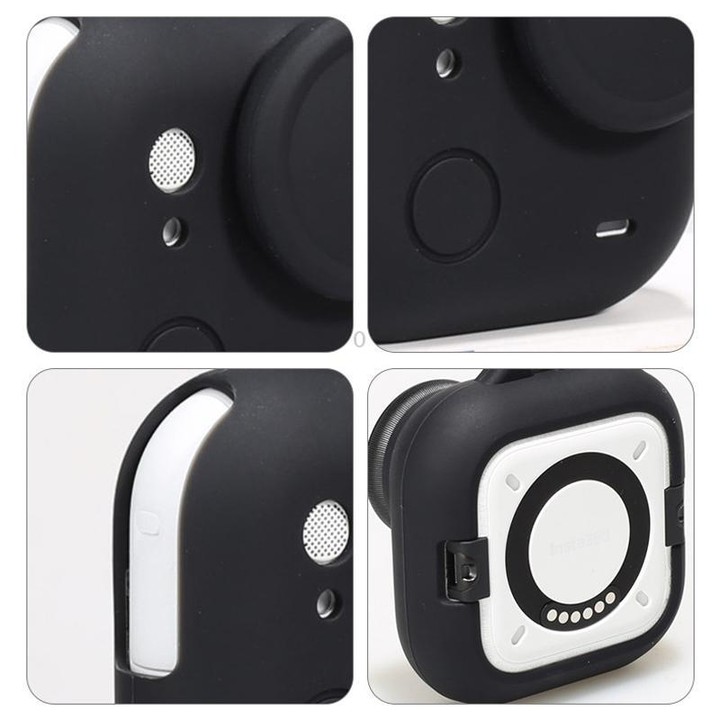 For Insta360 GO Ultra Silicone Case & Lens Cap Set with Lanyard Anti-Scratch Camera Body Protector(Black)