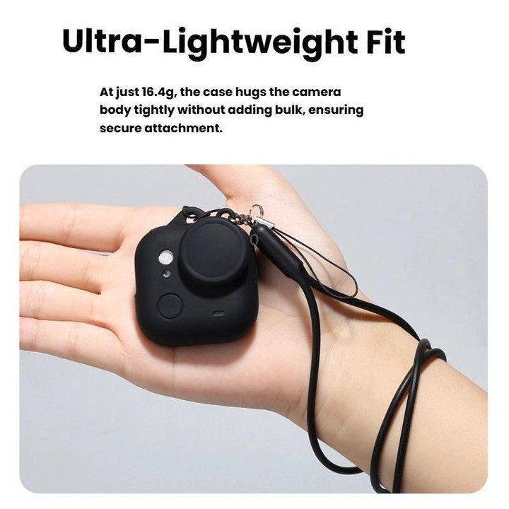 For Insta360 GO Ultra Silicone Case & Lens Cap Set with Lanyard Anti-Scratch Camera Body Protector(Black)