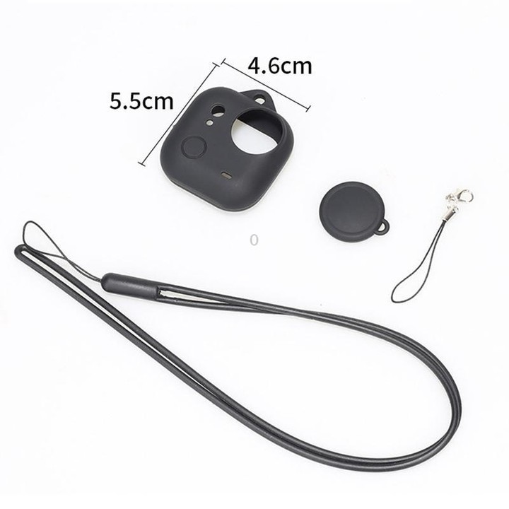 For Insta360 GO Ultra Silicone Case & Lens Cap Set with Lanyard Anti-Scratch Camera Body Protector(Black)
