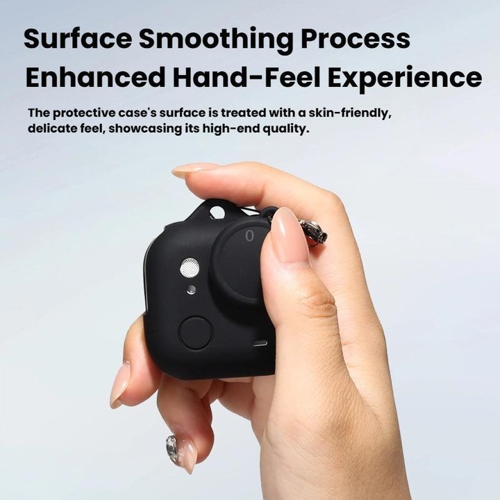 For Insta360 GO Ultra Silicone Case & Lens Cap Set with Lanyard Anti-Scratch Camera Body Protector(Black)