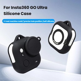 For Insta360 GO Ultra Silicone Case & Lens Cap Set with Lanyard Anti-Scratch Camera Body Protector(Black)