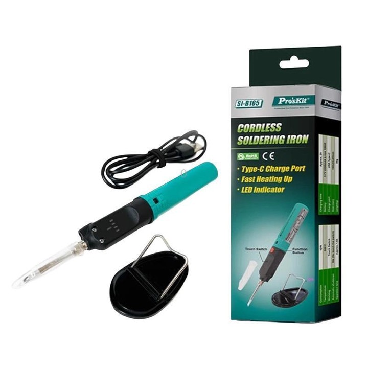 ProsKit SI-B165 12W Wireless Touch Controlled Soldering Iron USB Rechargeable Constant Temperature Outdoor Repair Soldering Pen