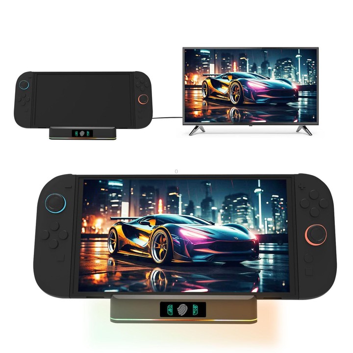 For Nintendo Switch 2 Console Controller KJH Charging Dock Station With 1080P 60Hz HDMI Output(Black)