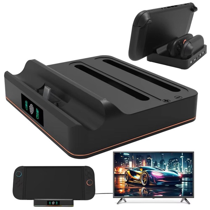For Nintendo Switch 2 Console Controller KJH Charging Dock Station With 1080P 60Hz HDMI Output(Black)