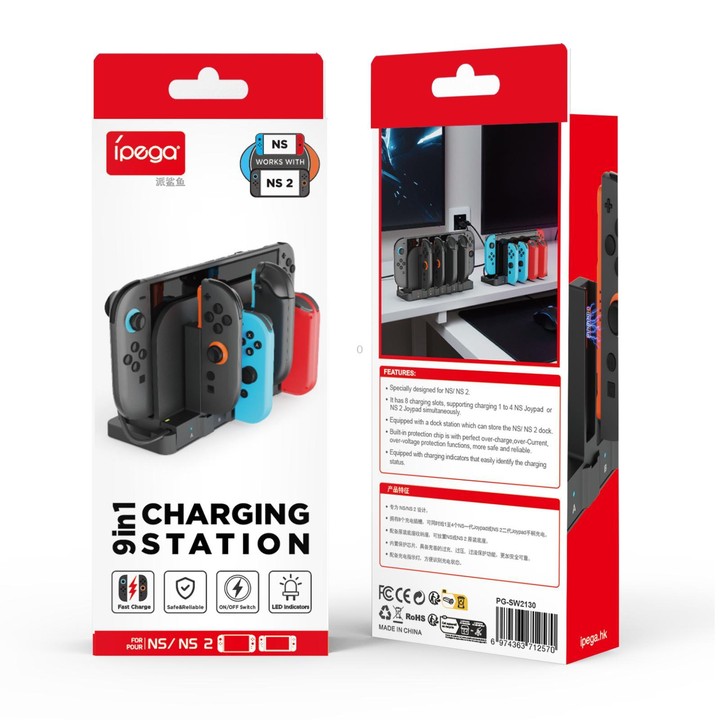 For Nintendo Switch 2/Switch Console Controller ipega 8-in-1 Charging Dock Fast Charging Station