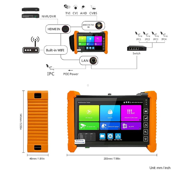 IPC-7100 Video Surveillance Tester Multi-Functional Engineering Tester UK Plug
