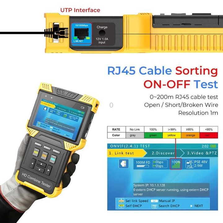 DT-T71 Network Engineering Tester Coaxial AHD/CVI/TVI Video Surveillance Tester US Plug
