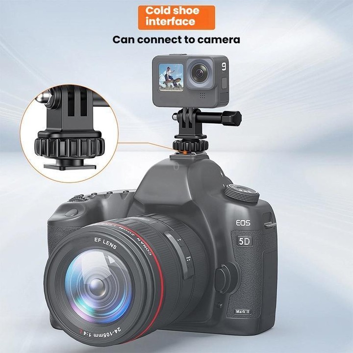 VRIG AC24 1/4 Cold Shoe Mount to Action Camera Adapter Cold Shoe Base F External Camera Tripod(Black)