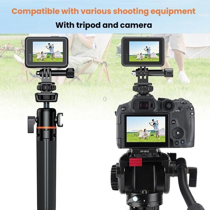 VRIG AC24 1/4 Cold Shoe Mount to Action Camera Adapter Cold Shoe Base F External Camera Tripod(Black)