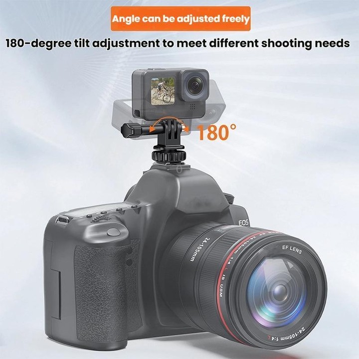 VRIG AC24 1/4 Cold Shoe Mount to Action Camera Adapter Cold Shoe Base F External Camera Tripod(Black)