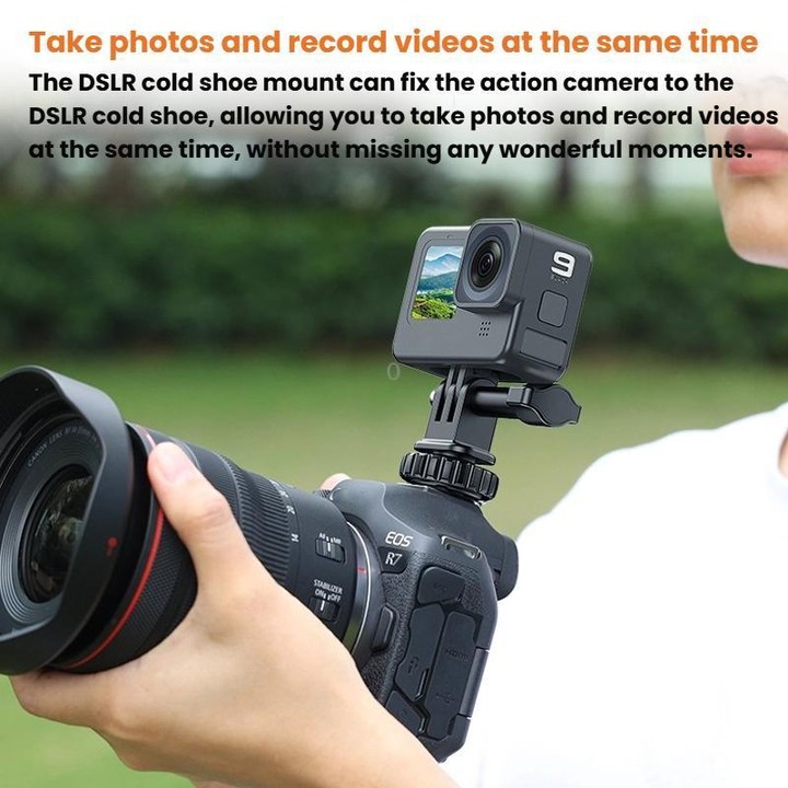 VRIG AC24 1/4 Cold Shoe Mount to Action Camera Adapter Cold Shoe Base F External Camera Tripod(Black)