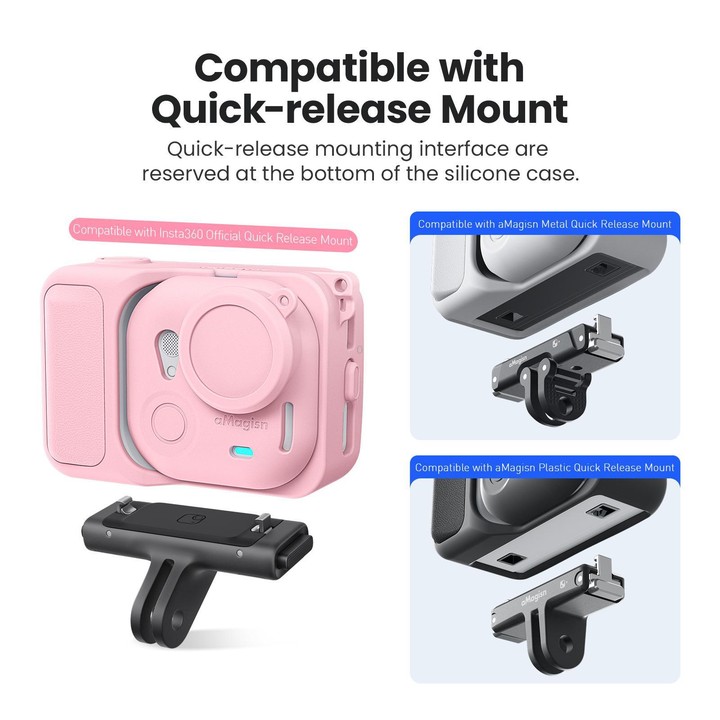 For Insta360 Go Ultra aMagisn Silicone Protective Case Kit All-round Protection Shell(Pink)