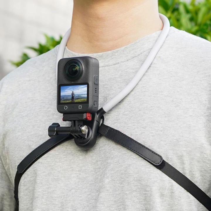 Flymile FLY038 Magnetic Quick-Release Neck Mount for Action Cameras Anti-Shock Stabilized Chest Harness with Air Cushion(Black)