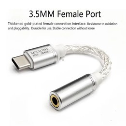 Type-C To 3.5mm Female DAC CX31993 Digital Audio Decoding Conversion Cable HIFI 8-Strand Silver Plated Cable