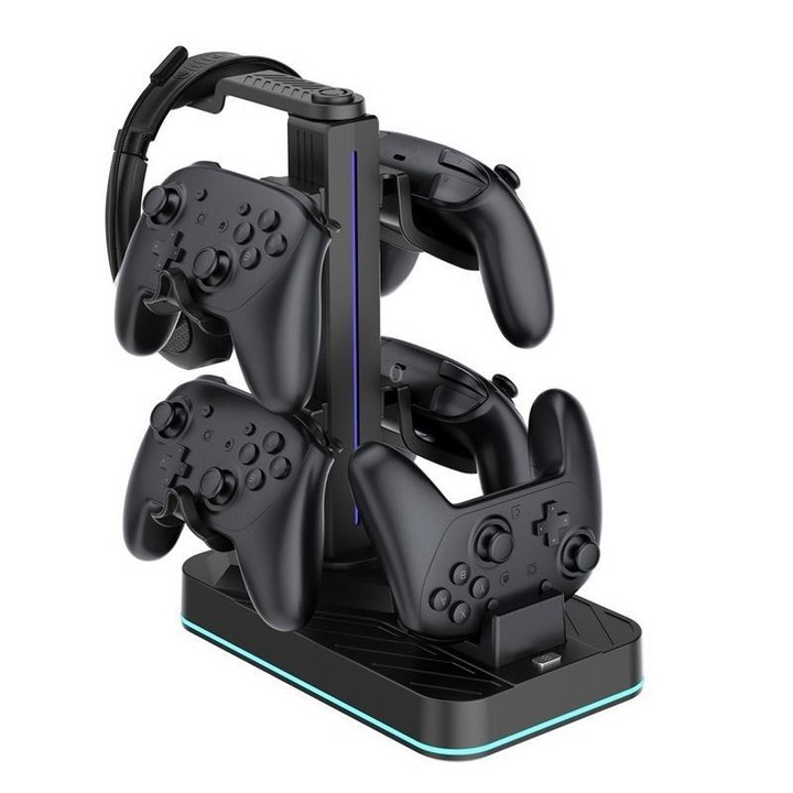 For Nintendo Switch 2 Pro Controller Headphone Storage Rack Charging Base(Black)