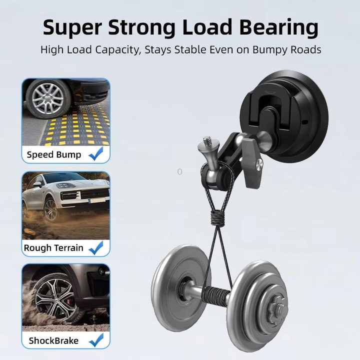 Flymile Universal Car Suction Cup Mount for Action Cameras 360-degree Rotatable, Washable and Reusable Dashboard Windshield Hold