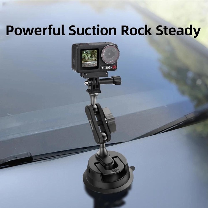 Flymile Universal Car Suction Cup Mount for Action Cameras 360-degree Rotatable, Washable and Reusable Dashboard Windshield Hold