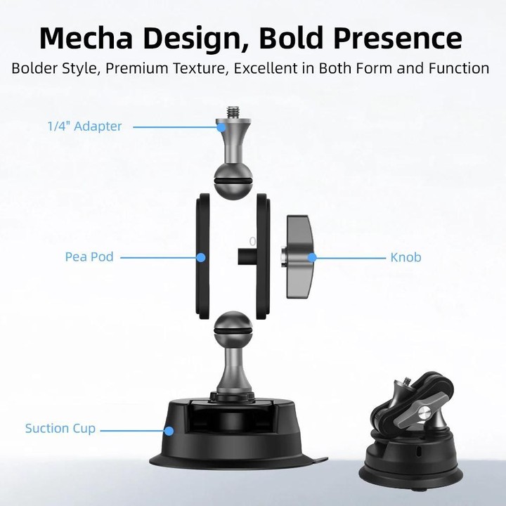 Flymile Universal Car Suction Cup Mount for Action Cameras 360-degree Rotatable, Washable and Reusable Dashboard Windshield Hold