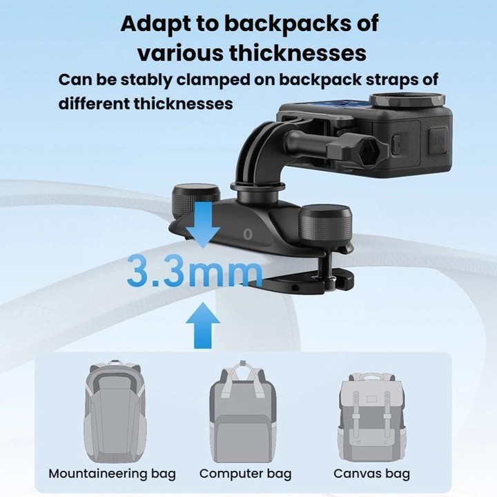 TELESIN S3-JFM-03-TDJ Backpack Quick-Release Mount Universal Backpack Clip For Action Cameras(Black)