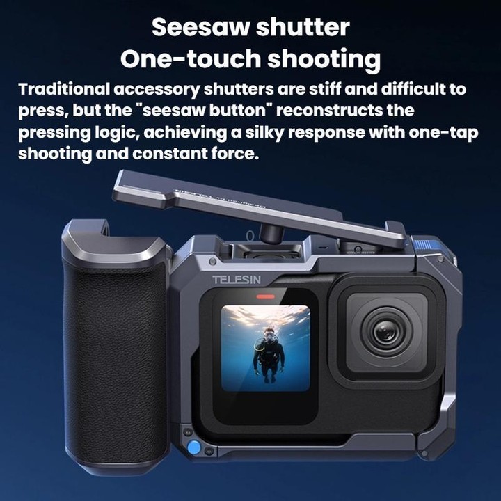 TELESIN Camera Grip Kit For GoPro HERO9 Black / HERO10 Black / HERO11 Black / HERO12 Black / HERO13 Black, Spec: With Camera Cag