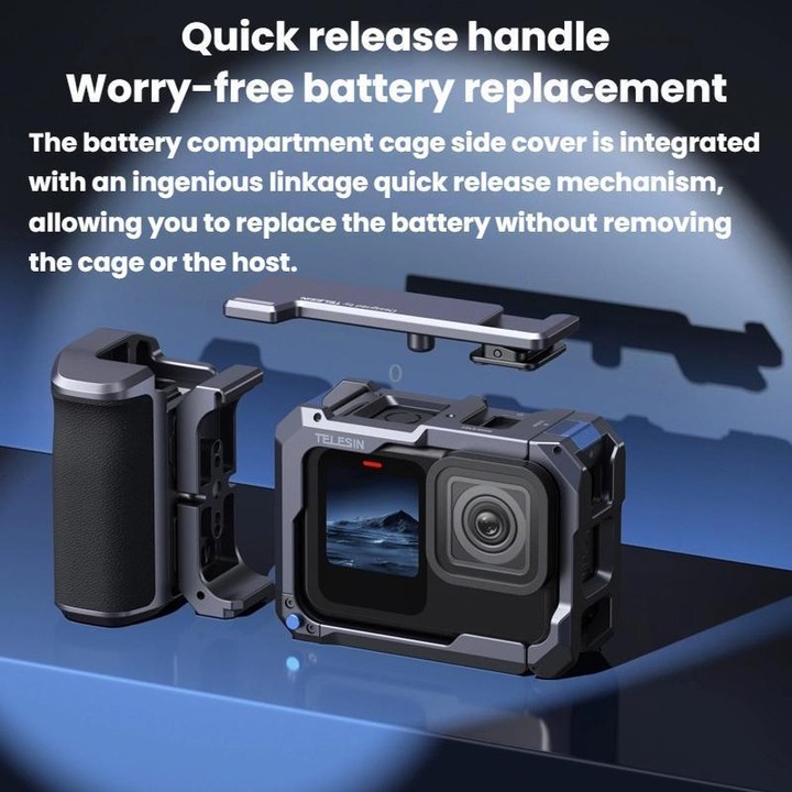 TELESIN Camera Grip Kit For GoPro HERO9 Black / HERO10 Black / HERO11 Black / HERO12 Black / HERO13 Black, Spec: With Camera Cag