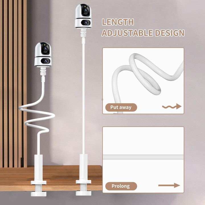 No-Drill Security Camera Mount With Clip Flexible Bendable Bracket Base For Baby Monitor/Webcam(Black)