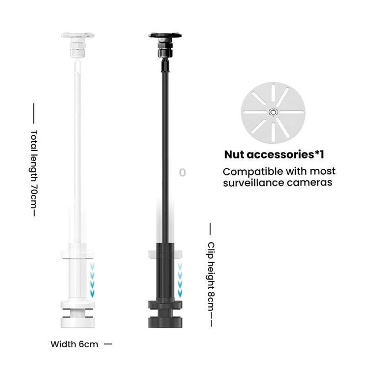 No-Drill Security Camera Mount With Clip Flexible Bendable Bracket Base For Baby Monitor/Webcam(Black)