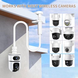 No-Drill Security Camera Mount With Clip Flexible Bendable Bracket Base For Baby Monitor/Webcam(White)