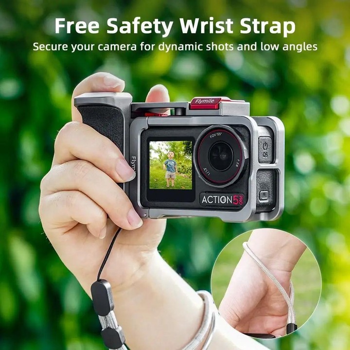 Flymile Street Shooting Handle Kit for DJI Osmo Action 5 Pro/4/3 Action Camera Aluminum Expansion Cage(Metal Color)
