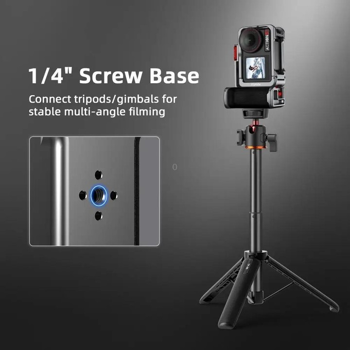 Flymile Street Shooting Handle Kit for DJI Osmo Action 5 Pro/4/3 Action Camera Aluminum Expansion Cage(Metal Color)