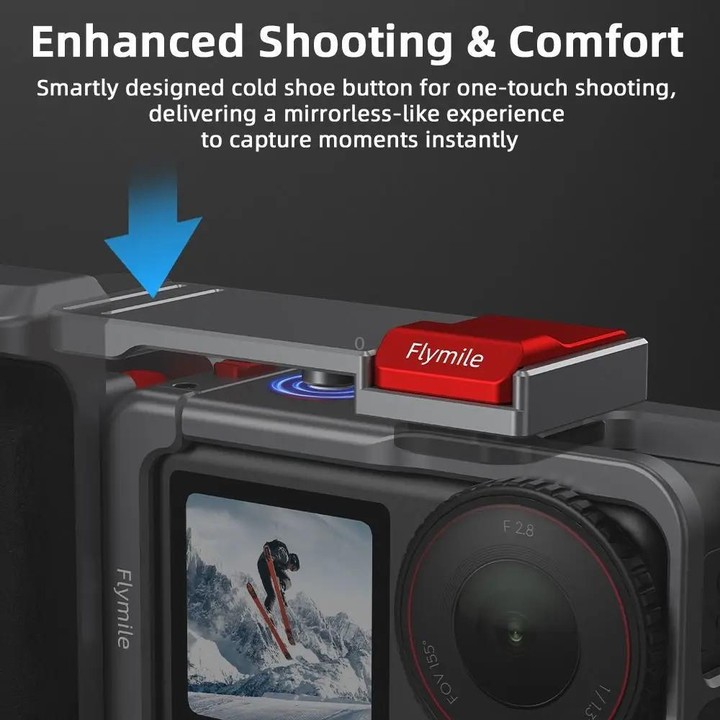Flymile Street Shooting Handle Kit for DJI Osmo Action 5 Pro/4/3 Action Camera Aluminum Expansion Cage(Metal Color)