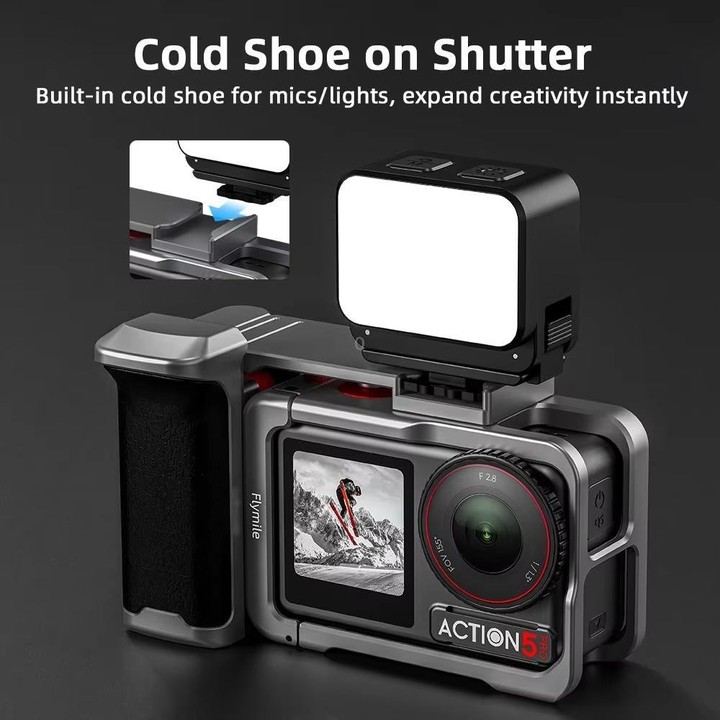 Flymile Street Shooting Handle Kit for DJI Osmo Action 5 Pro/4/3 Action Camera Aluminum Expansion Cage(Metal Color)