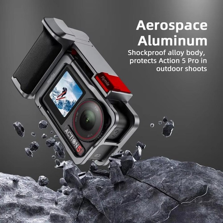 Flymile Street Shooting Handle Kit for DJI Osmo Action 5 Pro/4/3 Action Camera Aluminum Expansion Cage(Metal Color)