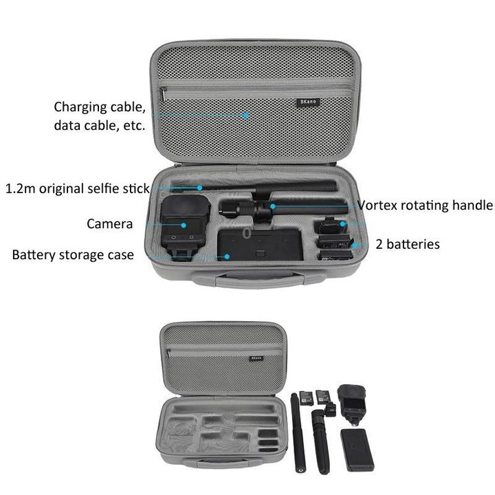 BKano Carrying Case For DJI Osmo 360 Adventure Combo Compatible With Vortex Rotating Handle(Gray)