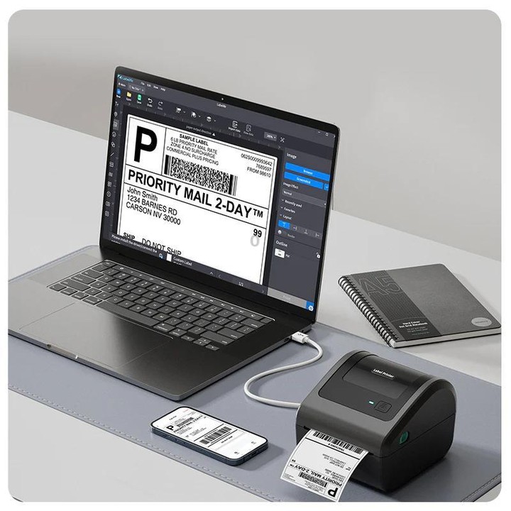 Phomemo D450-BT Bluetooth Shipping Label Printer Inkless Barcode Label Maker for 20-115mm Labels