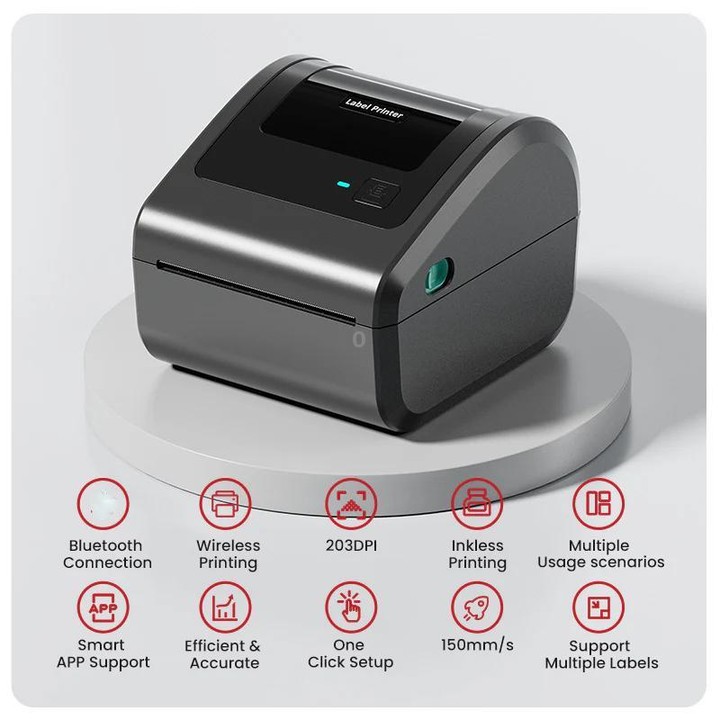 Phomemo D450-BT Bluetooth Shipping Label Printer Inkless Barcode Label Maker for 20-115mm Labels