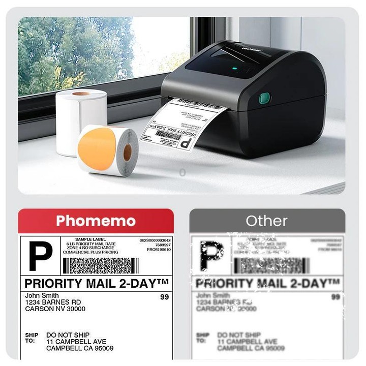 Phomemo D450-BT Bluetooth Shipping Label Printer Inkless Barcode Label Maker for 20-115mm Labels