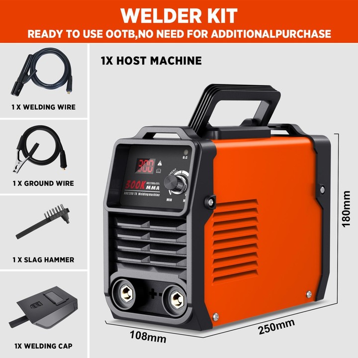 MMA300K 5 In 1 Home Mini Inverter DC Portable Welder, 220V EU Plug(Orange)