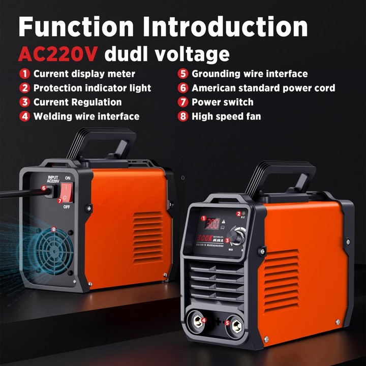 MMA300K 5 In 1 Home Mini Inverter DC Portable Welder, 220V EU Plug(Orange)