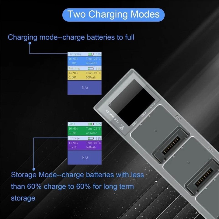 For DJI Mavic 3 YX Battery Charger Digital Display Color Screen Charging Manager(Gray)