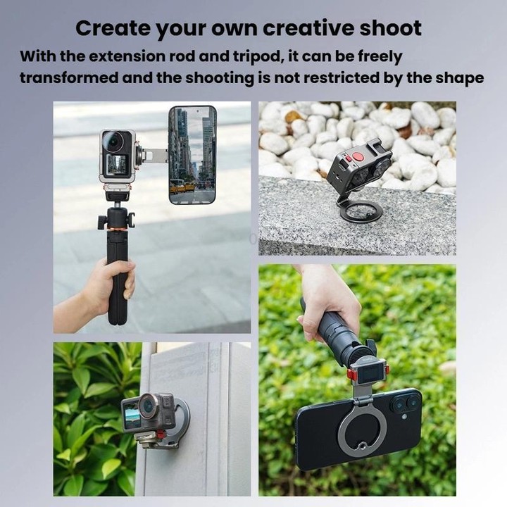 For DJI Osmo Action 3 / 4 / 5 Pro / Osmo 360 Flymile Quick-Release Magnetic Mount(Black)