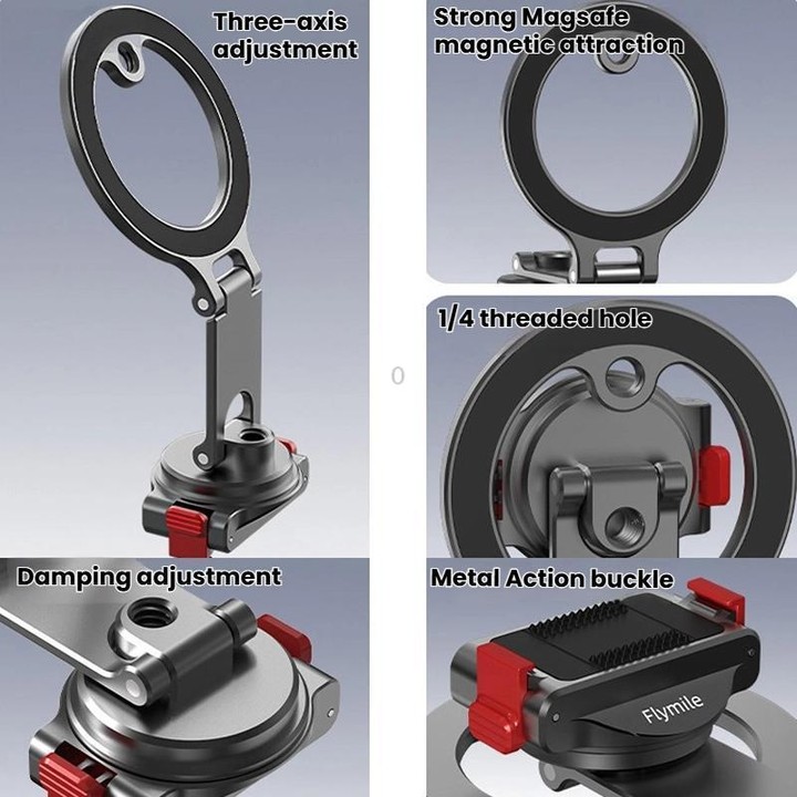 For DJI Osmo Action 3 / 4 / 5 Pro / Osmo 360 Flymile Quick-Release Magnetic Mount(Black)
