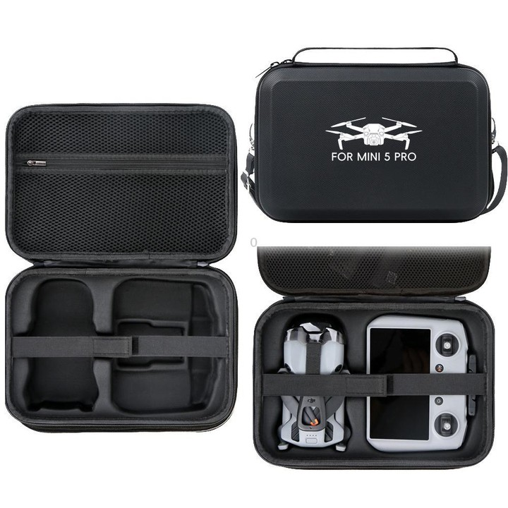 For DJI Mini 5 Pro & RC 2 PU Storage Bag Shoulder Carrying Bag(Black)