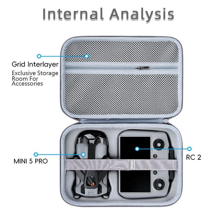 For DJI Mini 5 Pro & RC 2 Nylon Storage Bag Carrying Handbag(Gray)