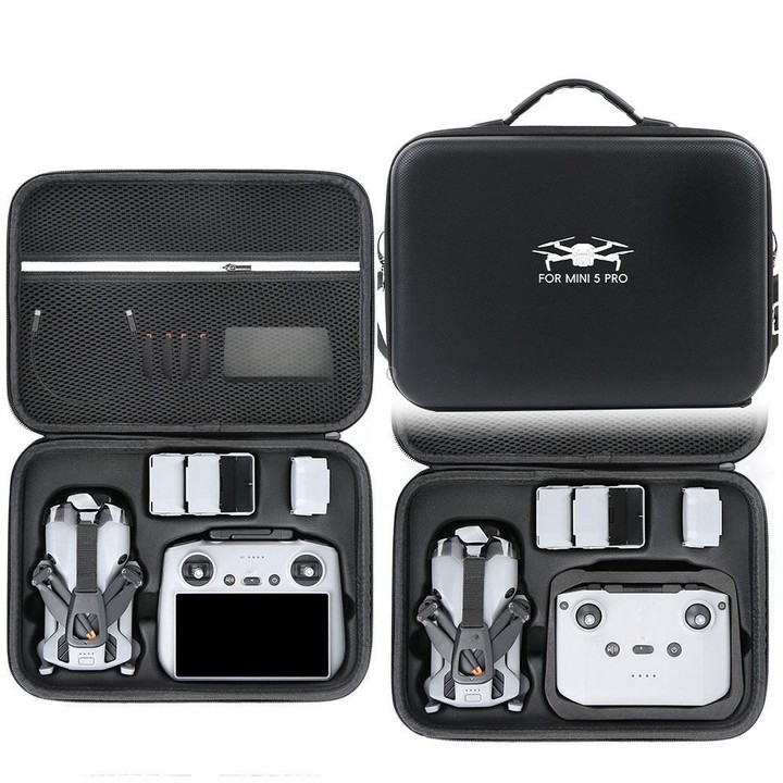 For DJI Mini 5 Pro Fly More Integrated PU Organizer Bag Portable Travel Shoulder Bag(Black)