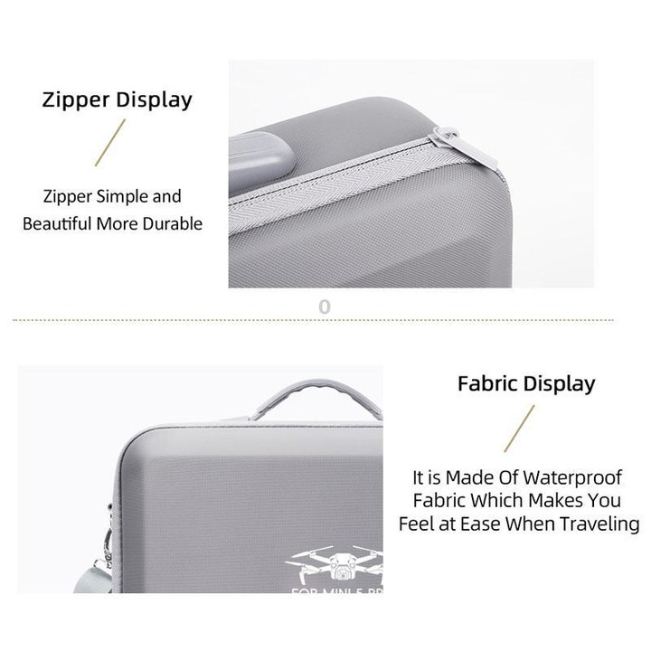 For DJI Mini 5 Pro Fly More All-in-one PU Organizer Bag Portable Travel Shoulder Bag(Gray)